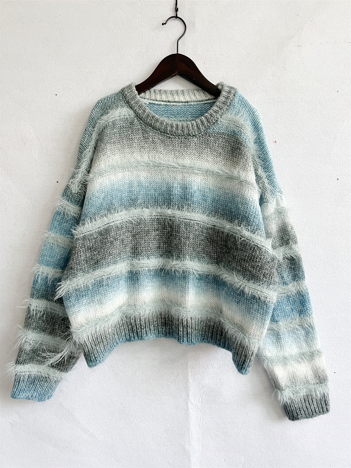 Striped Round Neck Long Sleeve Sweater