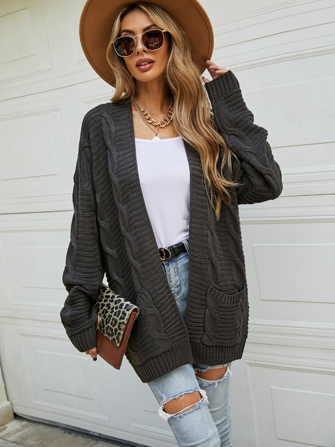 Open Front Dropped Shoulder Longline Cardigan